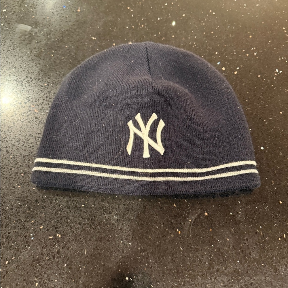 New York Yankees MLB Navy Beanie with White Logo